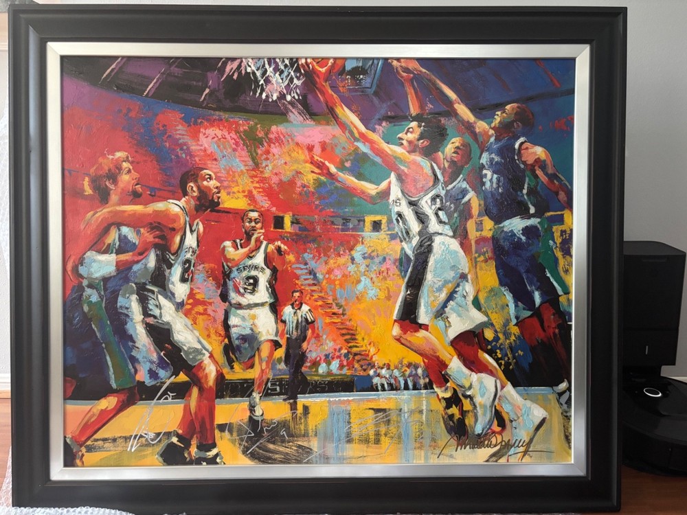 „Running the Floor“ Spurs giclee reproduction with 3 autographs signed/numbered