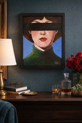 Contemporary Portrait Painting 11×14 Framed Woman Censored Art