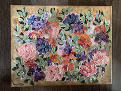 14” x 11” Impasto Floral Abstract Acrylic Painting – Original Art by Eera G