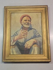 1950’s Watercolor Painting Demon Art Studio, Tehran Iran Middle Eastern Arab Man