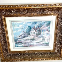 Antique Artwork With Ornate Gold Frame 12×8 Perfect Mid-Century Modern MCM