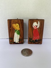 Plaques Wood 2.75″ L Hand Painted Pictures Boy Girl Ready To Hang Rustic 2