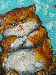Ginger Cat Original Art Small Wall Art on Canvas Impasto Artwork Orange Cat Art