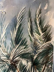 Vintage American Florida Beach Landscape Lighthouse Watercolor Painting M. Olson