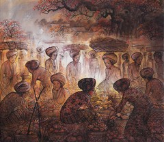 Hand painting Abstract Market Scene 282