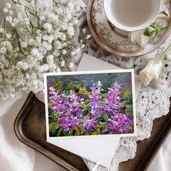 ACEO Original Oil Painting Lilac14 Mini Art Impasto 2.5×3.5in Signed OS