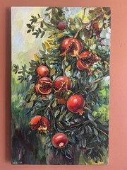 Pomegranate tree original oil painting modern wall art