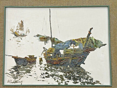 Y. W. Leung “Hong Kong Harbor”Original Oil on Canvas Painting Framed Ca. 1980s