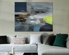 Unique Piece! Abstract landscape 02 playful XXL format 140×110 cm acrylic glass