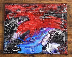 abstract acrylic paintings on canvas – Red Lava is Running Through my Veins OOAK