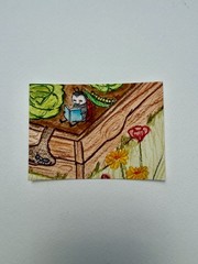 Original ACEO Watercolor Series Vegetable Garden Poppy PaletteandPage Tomatoes