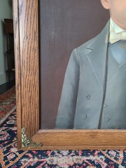 Antique 19th Century Oil Painting Portrait of a Young Boy in a Suit