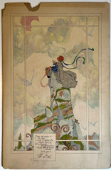 Antique Art Deco Watercolor Painting by Hazel Frazee, Chicago, IL