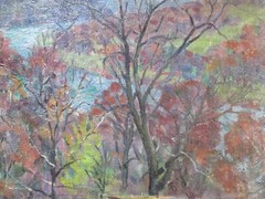 ANTIQUE IMPRESSIONIST PAINTING CHUNKY BUTTERY OIL ON CANVAS 1920’S PLEIN AIR OLD
