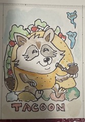 ACEO Original painting Racoon Tacoon (2.5×3.5 inches) Watercolor