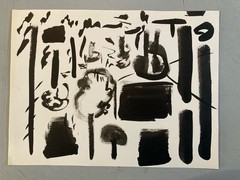 Abstract Painting 1990 Mixed Media Composition Gouache 20th Century