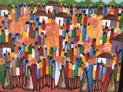 LAURENT CASIMIR Original MODERN SURREALIST LANDSCAPE Vintage Haiti Oil & Board