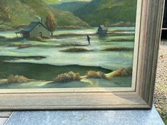 VINTAGE LANDSCAPE OIL PAINTING ON CANVAS SIGNED MCCANN 72 36″ X 28″