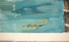 Vintage Karen Rinaldo Impressionist Oil Painting Seagulls on Pilings Cape Cod MA