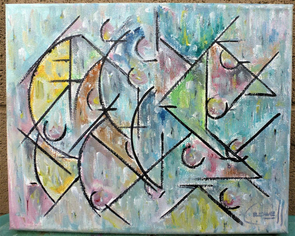 THE SWING SHIFT abstract NEW original 8×10 canvas WOW painting signed Crowell