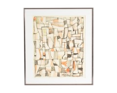 Harry Hilson 1961 Abstract Ink and Watercolor Painting