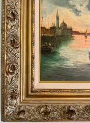 Early 20th Century A. Belardinelli Sign Oil Canvas Venice Unique Frame Painting