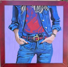 Threads of America Framed Original 24″ X 24″ One of a kind By Corinne Turner