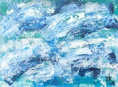 Original Signed Acrylic 9×12 Ocean Expressionist Abstract Painting Art Paper