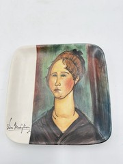 Amedeo Modigliani’s 1918 Italy impressionist oil Burgundian Woman wall plate