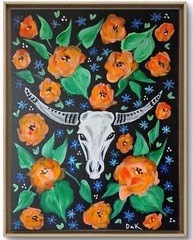 Wild West Cattle Skull 11×14 Canvas Original Art Ranching Expressionism Abstract