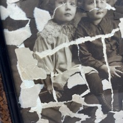 Original Framed Mixed Media Photograph Art Collage 5×7 „Siblings“ TH2