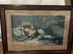 Antique 1916 Watercolor Painting of Exotic Woman Signed K Bush