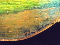 Primitive Round Wood Box Lid Painting Barn Advertising Kentucky Club Tobacco