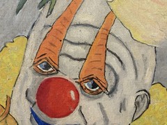 🔥 Vintage Old Outsider NIGHTMARE Vegetable Pogo CLOWN Circus FREAK Oil Painting