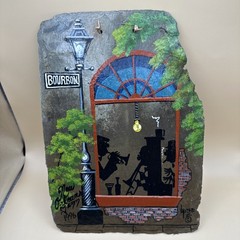 Vintage Laiche Hand Painted Slate New Orleans Jazz Art Bourbon Street 1996