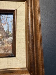 VTG Fall/Autumn Farm/Cottagecore Ready To Hang Framed Canvas Painting 9.5” x 9”