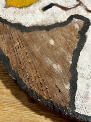 Abstract Hand Painted Natural Live Edge Wood Cut Art Landscape Scene Signed 13”