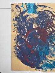 Colorful Vintage Abstract Gouache Painting 1990’s Outsider Art OOAK 17×12
