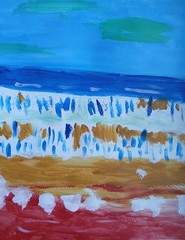 Abstract/Expressionism 11×14 Ocean Waves Hand Made one of a kind Art Painting
