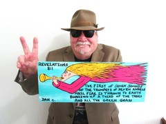 Outsider folk Art Original Painting Wood Revelations 8:1 Angel Religious Dan C