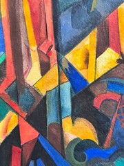 Listed Artist Werner Lange 1920 Signed Abstract Composition Painting – Germany