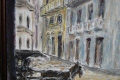 FRAMED SIGNED ORIGINAL OIL COLONIAL HAVANA STREET SCENE, CUBA ARTIST HECTO VIDAL