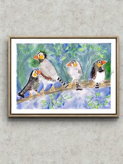 Zebra Finches Contemporary Impressionist Original Watercolor 11×14 Paper Signed