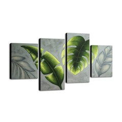 Canvas Painting Picture Hand Paint Home Decor Wall Art Green Leaves Abstract