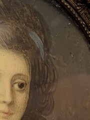 c1880 Antique Miniature Portrait 18thc Maiden Lady Hand Painted Fine Work