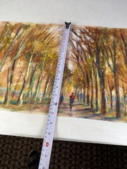 Lloyd Lozes Goff Watercolor Painting „Autumn Road“ WPA Modernist Art 22×13.25