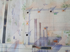 1990 Abstract Architectural Geometric Watercolor Modernist Framed Art