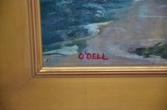Vtg Oil Painting California coast Seascape Framed- artist O’Dell 43.5″X31.5″