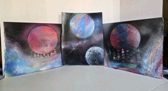 Original 3-Piece Planet Cosmic Artwork 11×14 Handmade Space Wall Art Trilogy