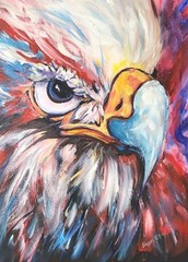 Original Eagle Patriotic Acrylic Painting 20 X 16 250 Yrs Celebration Art